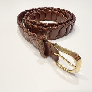 Argentine Mens Full Grain Cowhide Leather Braided Belt 36 Brown Western Cowboy